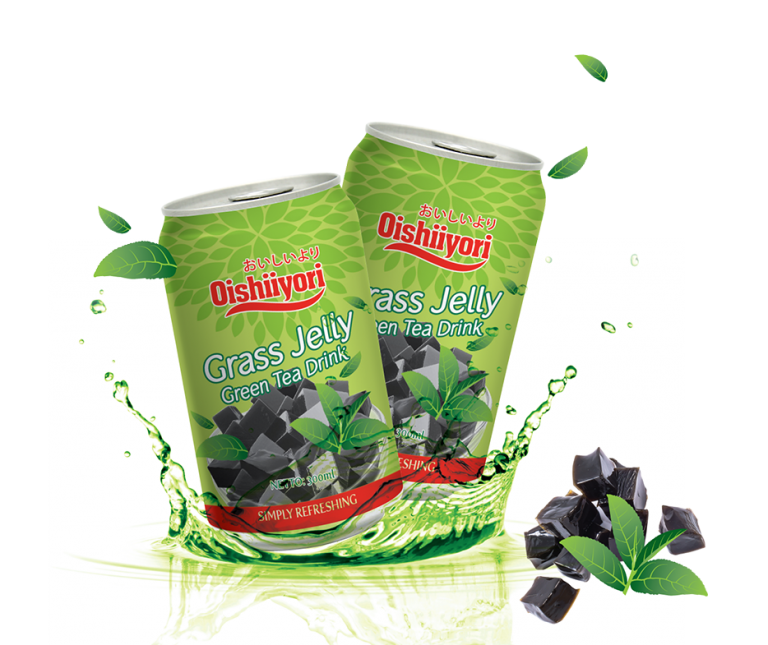 Oishiiyori > Grass Jelly Green Tea Drink Inmas